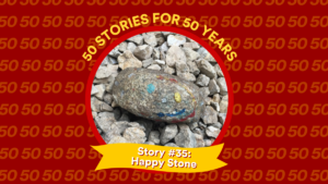 Profile picture and text: 50 FOR 50 STORIES: Story #35: Happy Stone