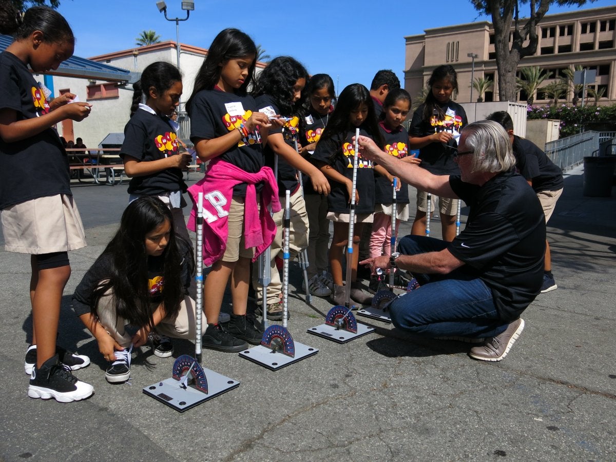 Children working with the workshop equipment