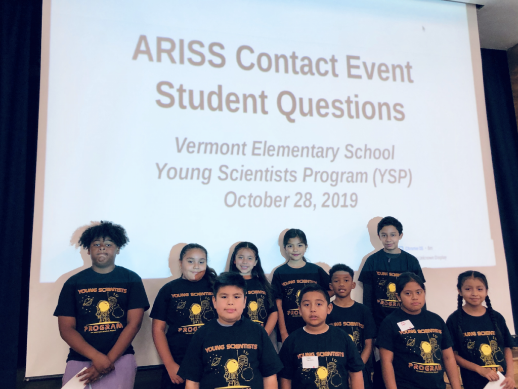 The final 10 Vermont Elementary School students who were selected to ask Italian Astronaut and ISS Commander Luca Parmitano questions about life and science in space.