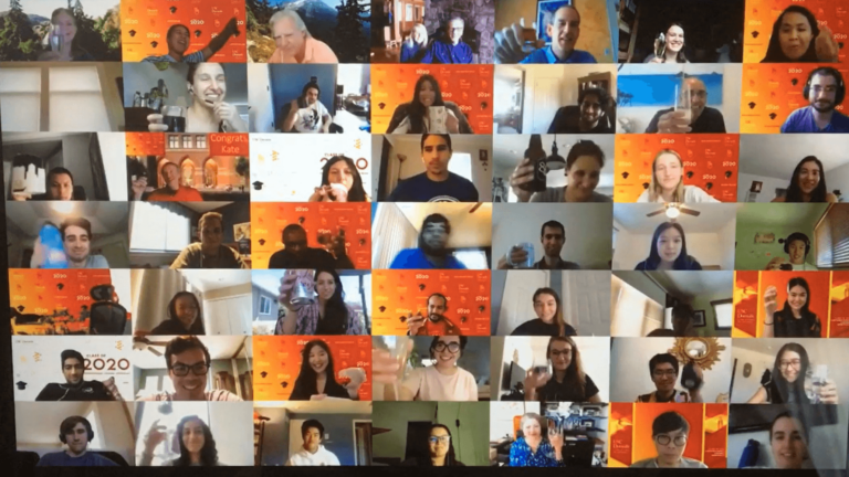 Zoom room where people are cheering