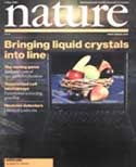 Cover of the journal Nature featuring the headline "Bringing liquid crystals into line"