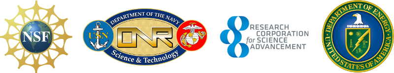 Collage of logos of funding partners including the National Science Foundation, Department of the Navy, Research Corporation for Science Advancement, and Department of Energy