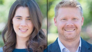 Composite of headshots with Erin Baggott Carter on left and Brett Carter on right