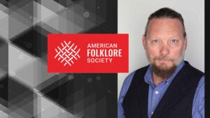 Composite of Tok Thompson and American Folklore Society logo