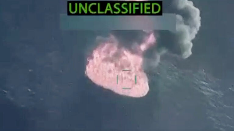 Pixelated night-view image of an explosion with 