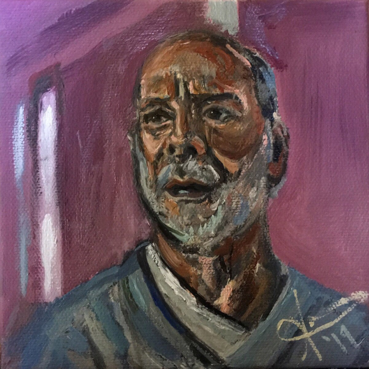 Painting of Bruce Willis in Glass (2019)