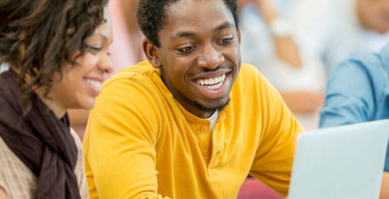 College students working on their individual work