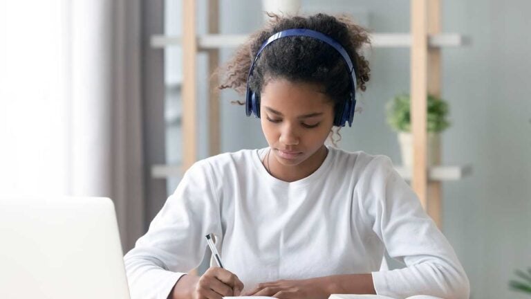 Female student studying