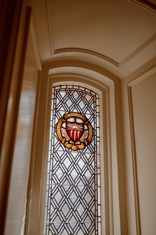 USC Seal stained glass window