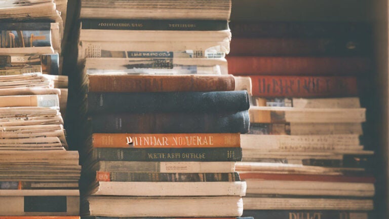 Image of books and various publications generated by Ai