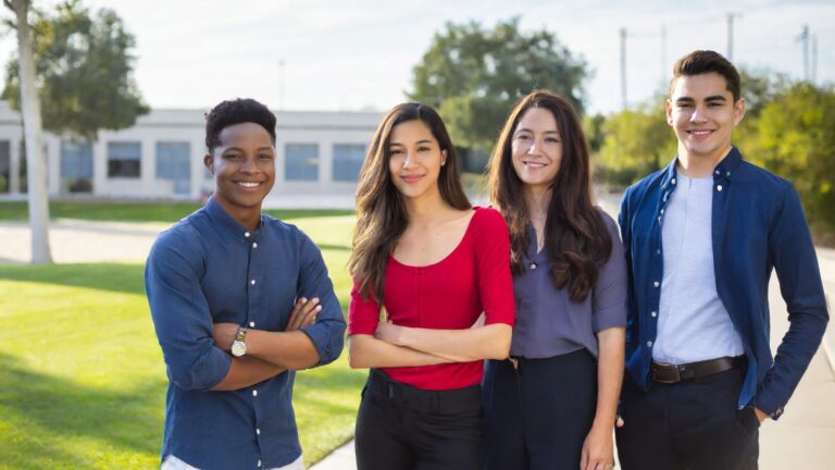4 diverse students in Sacramento, ai generated