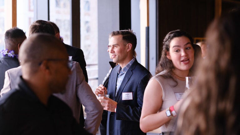 People standing around talking