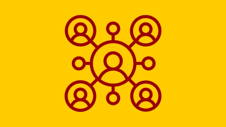 Network of people icon on yellow background