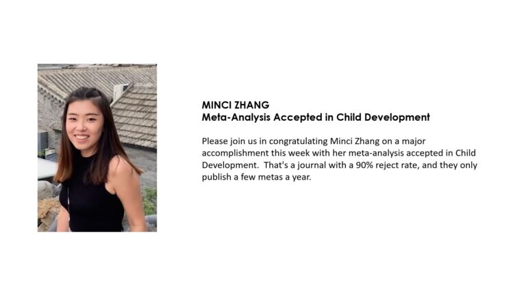 Minci Zhang’s Meta-Analysis Accepted in Child Development