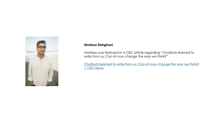 CBC Article Feature by Morteza Dehghani