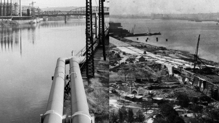 Black and white composite image of two different outdoor scenes