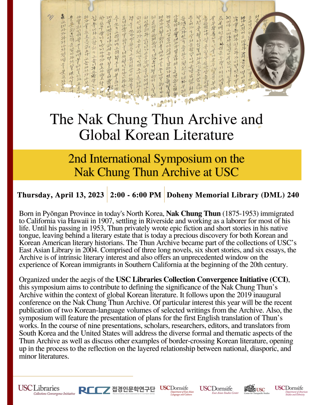 2nd International Symposium on the Nak Chung Thun Archive at USC