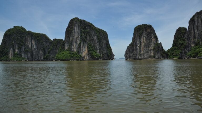 Rock formations in the ocean.