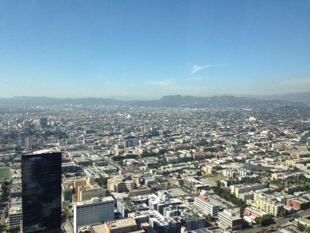 Aerial view of Los Angeles urban sprawl.