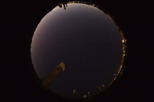 A view inside the technology that shows light pollution on the beach.