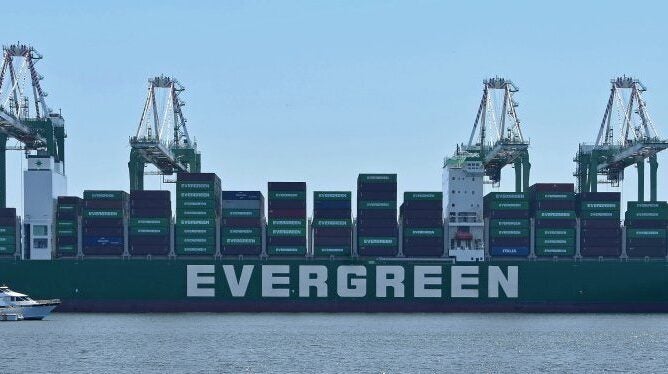 An Evergreen cargo ship.