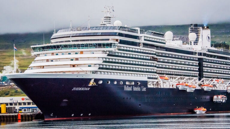 While passengers of this Zuiderdam cruise ship were exploring the small city center of Iceland, Akureyri, the Zuiderdam crew were undergoing a lifeboat safety drill.