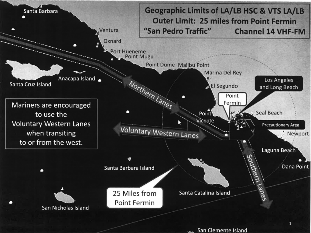 An image depicting the Geographic Limits of the Harbor Safety Plan taken from the Los Angeles/Long Beach Harbor Safety Plan. Source: Marine Exchange of Southern California 