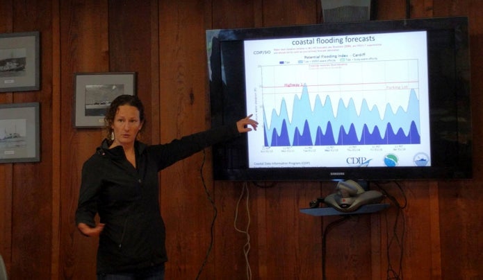 Dr. Sarah Giddings with Scripps discusses coastal flooding. Credit: Astrid Hsu