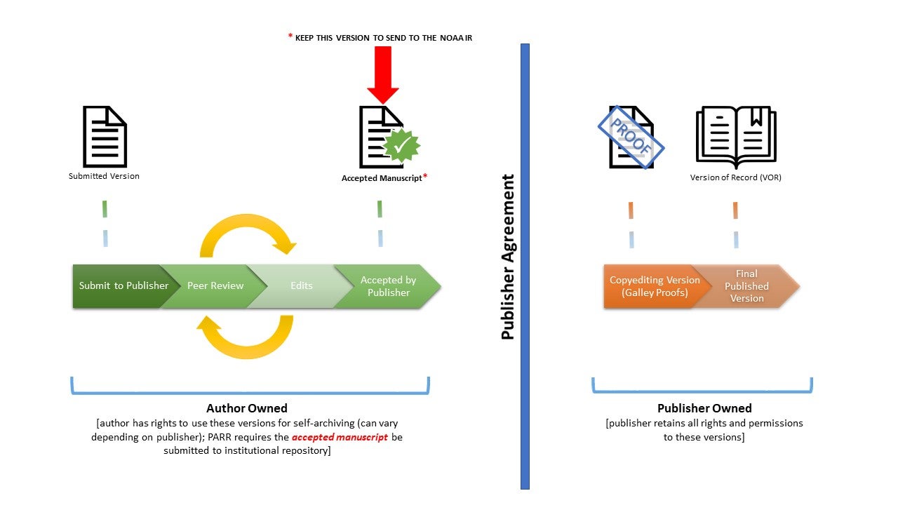 A diagram showing the stage of an accepted manuscript for reporting.