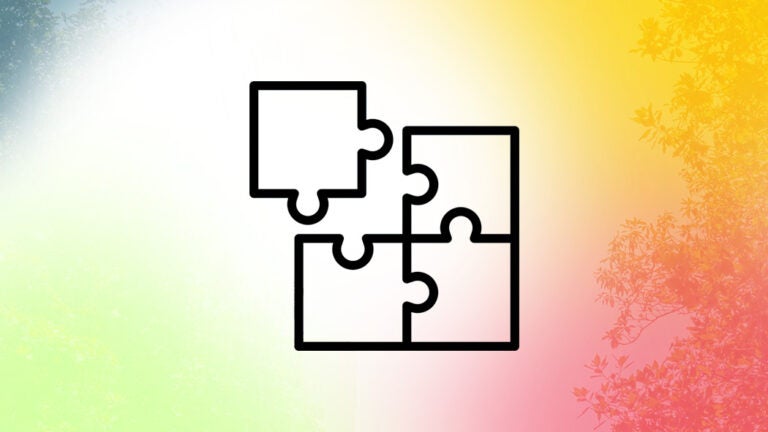 Icon of puzzle pieces on a gradient background
