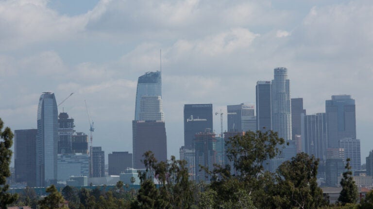 L.A. skyline on a cloudy day