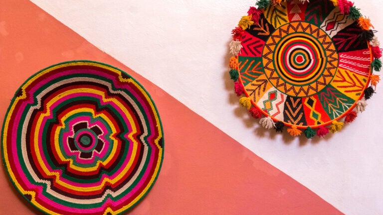 colorful disc woven together to create elaborate patterns