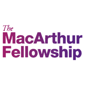 The Macarthuer Fellowship logo text with pink and purple gradient