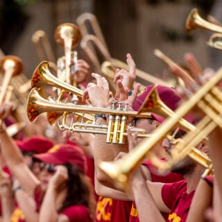 A band playing trumpets