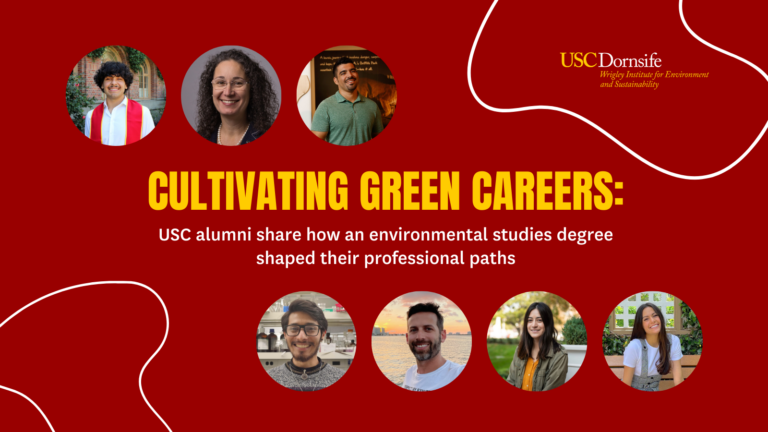 An advertisement for the Green Careers panel depicts various alumni