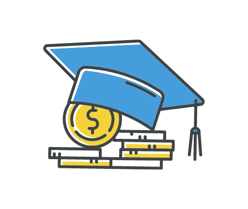Image of a graduation cap and a dollar sign