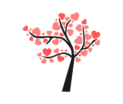 Image of a tree with leaves in the shape of hearts
